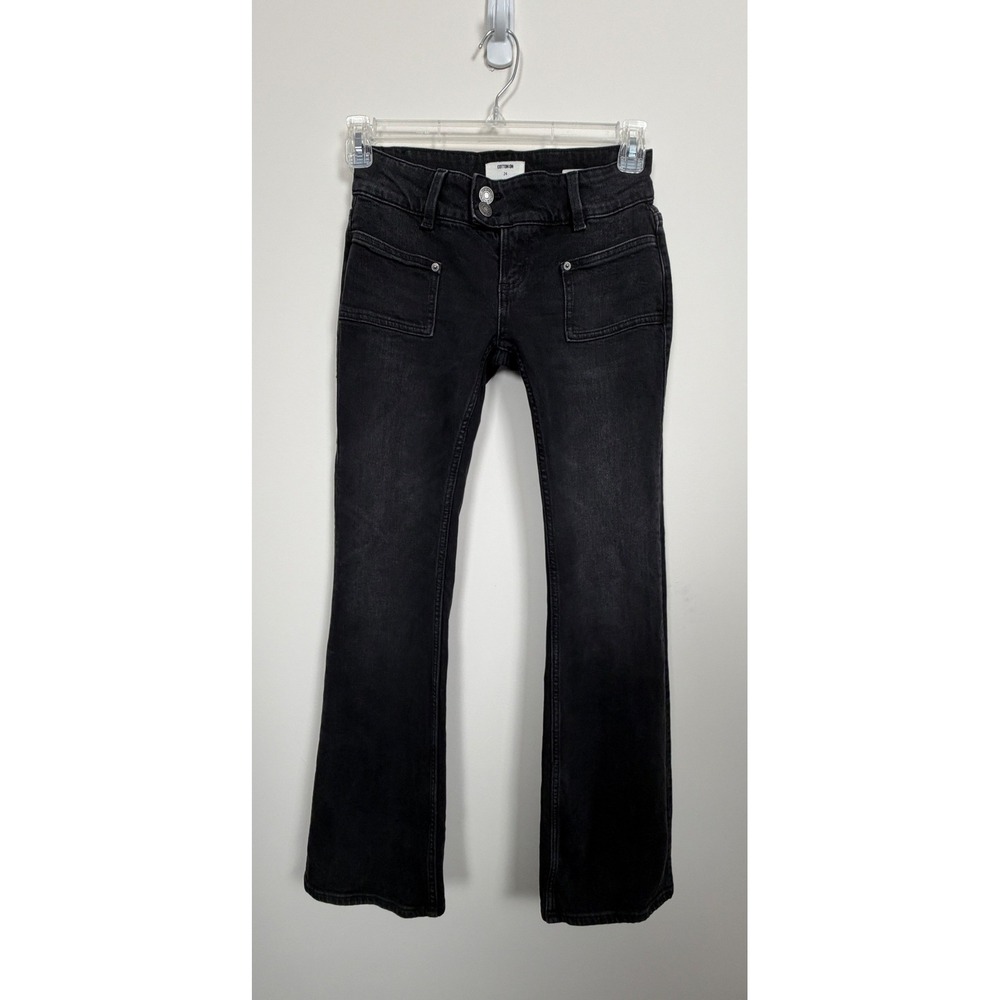 Cotton On Jeans Womens 24 Black Low Rise Bootcut Flare Faded Y2K Denim
